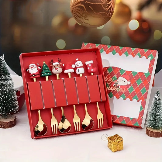 🎄✨ Christmas Holiday Spoon & Fork Gift Set – Limited Edition ✨🎁