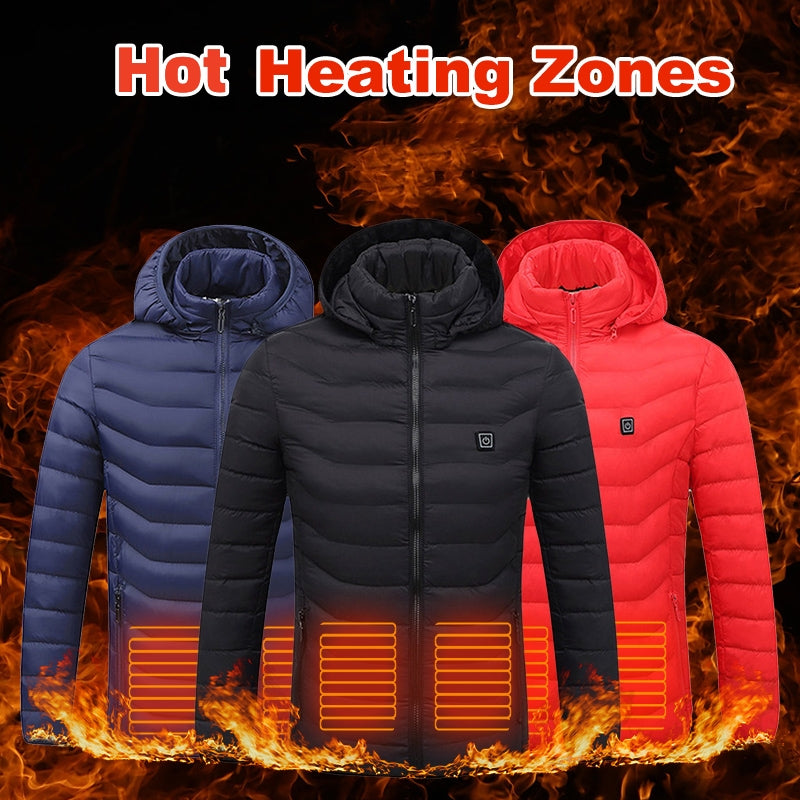 Winter Heated Jacket USB Electric Cotton Coat Zip-up Heater
