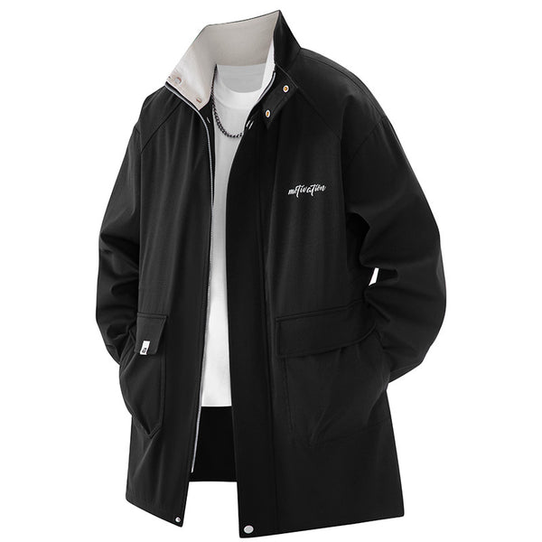 Men's Plus-Size Mid-Length Casual Trench Coat