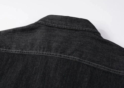 Mens Long Sleeve Single Pocket Denim Shirt - ACScoolcart 