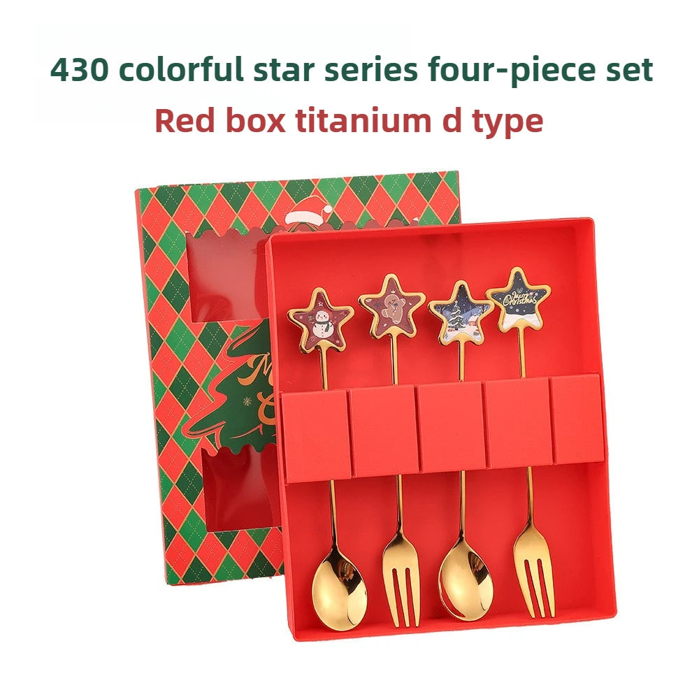 🎄✨ Christmas Holiday Spoon &amp; Fork Gift Set – Limited Edition ✨🎁