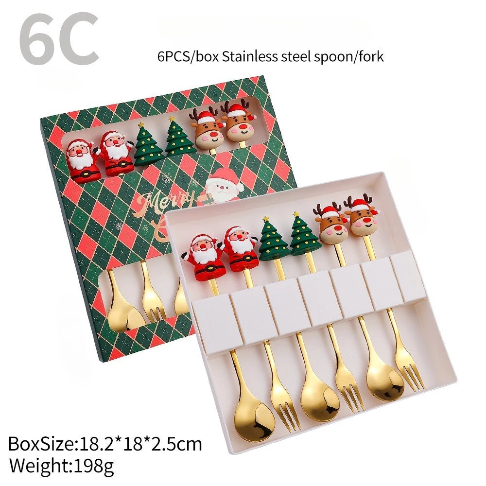 🎄✨ Christmas Holiday Spoon &amp; Fork Gift Set – Limited Edition ✨🎁
