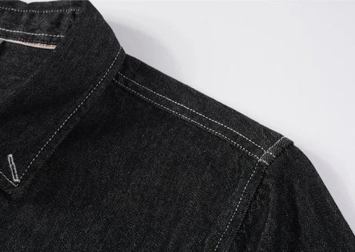 Mens Long Sleeve Single Pocket Denim Shirt - ACScoolcart 