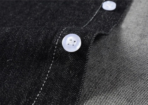 Mens Long Sleeve Single Pocket Denim Shirt - ACScoolcart 