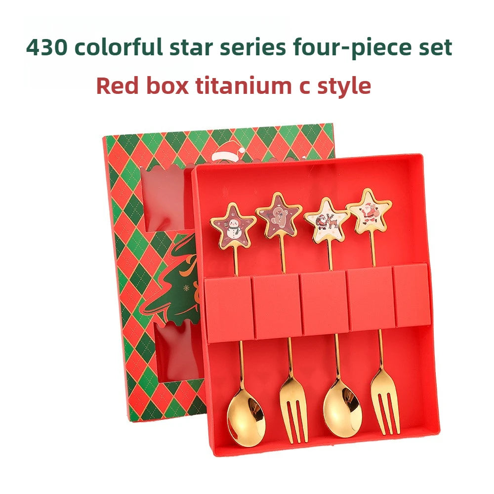 🎄✨ Christmas Holiday Spoon &amp; Fork Gift Set – Limited Edition ✨🎁