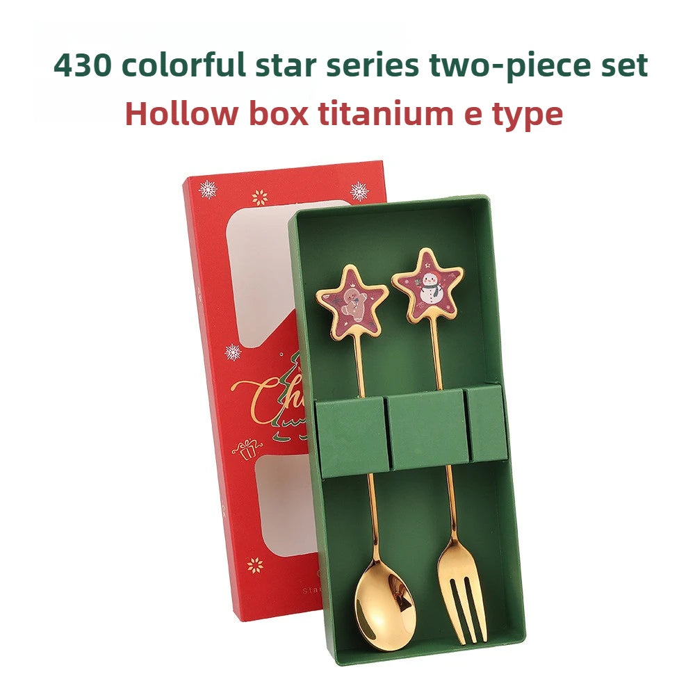 🎄✨ Christmas Holiday Spoon &amp; Fork Gift Set – Limited Edition ✨🎁